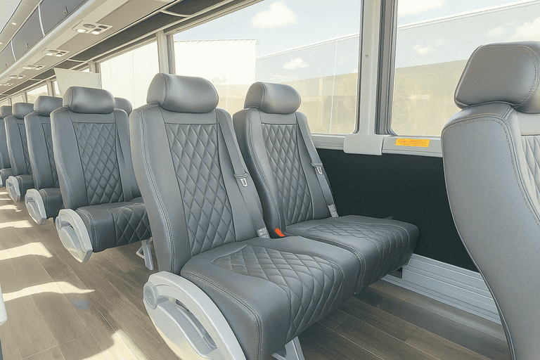 interior of Springdale Minibus Company charter bus