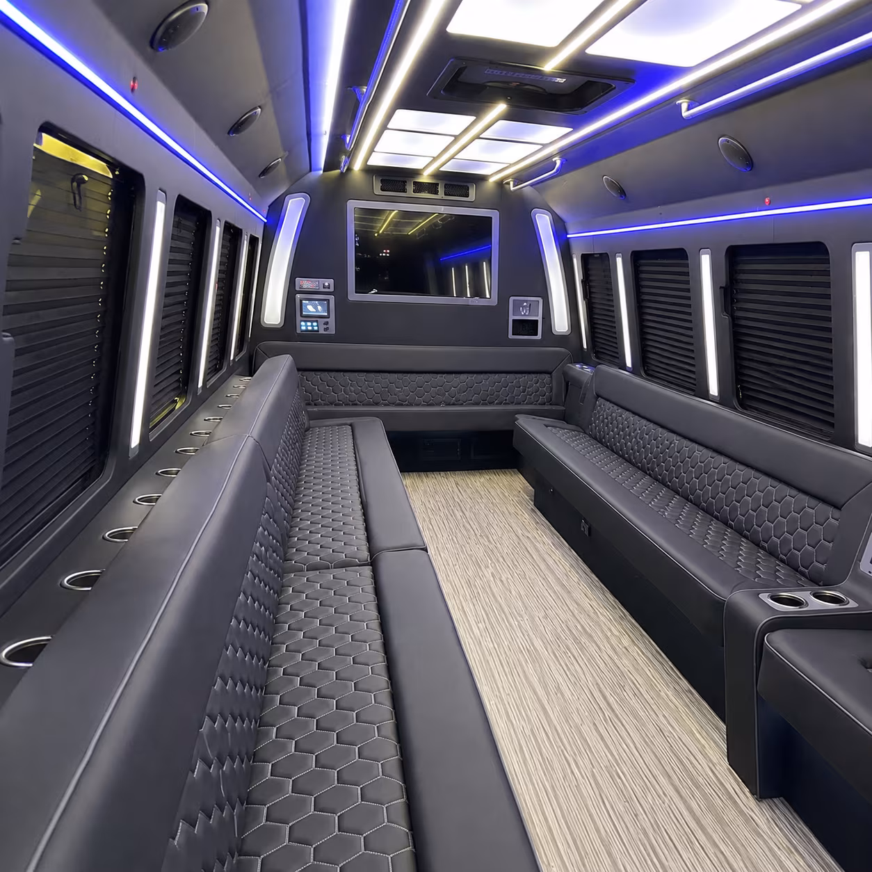 springdale 40 passenger party bus inside