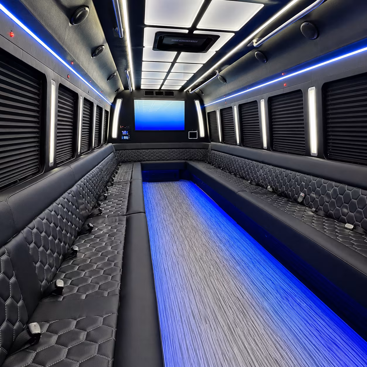 springdale 50 passenger party bus inside